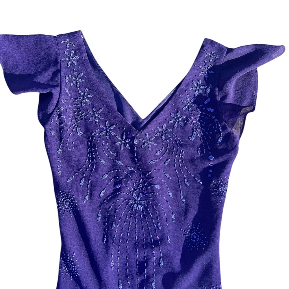 Vintage Purple Beaded NinaLee Cocktail Party Dress Medium - Picture 4 of 6
